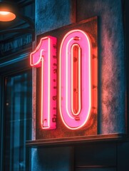 Poster - A bright and colorful neon sign displaying the number 10, often used for signage in various settings