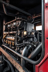 Aufkleber - Close up view of a train engine with intricate details
