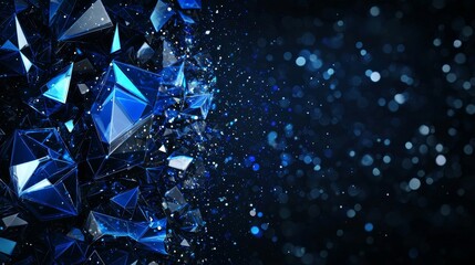 Poster - A dark background serves as the setting for an abstract illustration of data technology, where a wave comprised of particles is formed by connecting dots and lines in a futuristic display