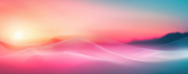 Poster - Abstract art background concept. A serene landscape of soft waves in vibrant pastel colors during sunset.