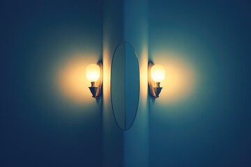 Poster - A pair of light fixtures mounted on a wall