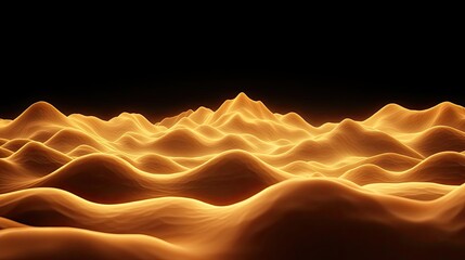 Poster - Aerial landscape abstract background idea. Abstract golden waves create a mesmerizing visual effect in a digital landscape.