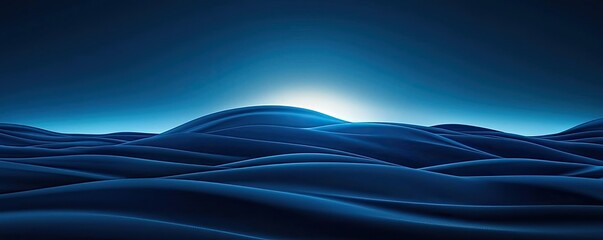 Poster - Dramatic nighttime abstract background concept. Serene waves bathed in blue light, creating a calming and tranquil atmosphere.