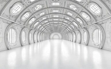 Aufkleber - The interior design features an illuminated corridor, presented in a 3D rendered format