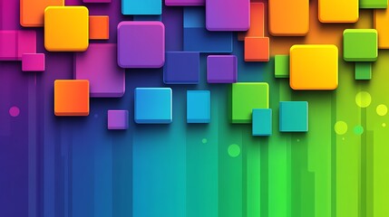 Poster - Dynamic overlapping of multicolored square shapes gradient background