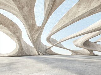 Fototapete - The background is an abstract representation of modern architecture created through 3D rendering