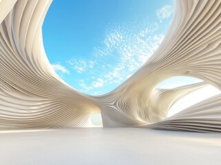 Fototapete - An abstract modern architectural design is depicted in a 3D rendered background