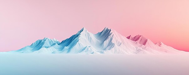 Poster - Abstract landscape background idea. A surreal mountain landscape with pastel colors blending into the sky.
