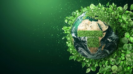 Poster - A half orb set against a night green backdrop with Earth Green Energy Infographics and icons, where you can place your own text