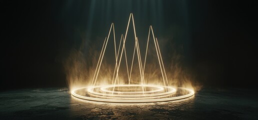Poster - the image depicts a sci-fi environment with neon lights, purple and blue colors, and laser beams, se