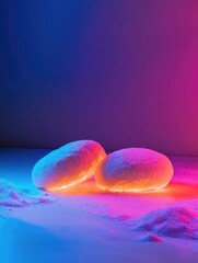 Poster - A pair of freshly baked doughnuts sitting on a flat surface