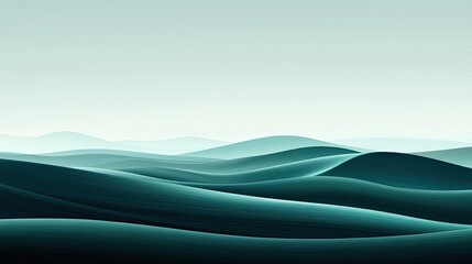 Poster - Abstract landscape background idea. Serene abstract waves create a calming atmosphere in soft green tones.