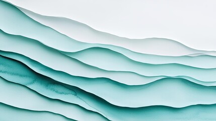 Poster - Digital watercolor painting abstract background idea. Abstract ocean wave patterns created with layered paper in blue and white tones.