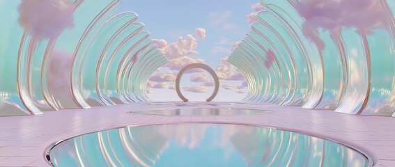 Aufkleber - In the near future, a room is envisioned with cutting-edge elements, visualized through 3D rendering techniques