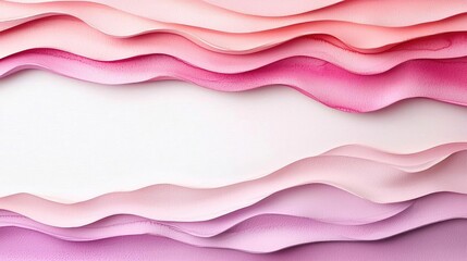 Poster - Digital watercolor painting abstract background idea. A beautiful display of layered pink and white paper waves creating a soft, artistic backdrop.