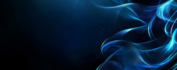 Poster - A futuristic wave panorama background design incorporating lights is presented