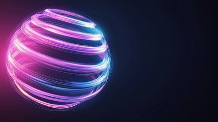 Poster - An abstract graphic background with a dark tone showcases science and technology, highlighted by a circular sphere and planet, in contrasting blue and pink colors