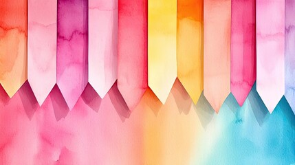 Poster - Digital watercolor painting abstract background idea. A colorful watercolor design featuring vibrant, overlapping stripes in various hues.