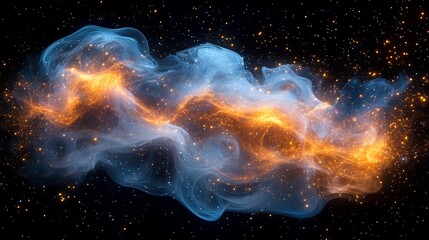Wall Mural - Celestial Nebula Swirling Vividly Orange Blue Hues. AI Generated