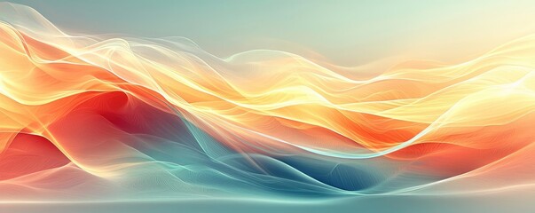 Poster - Minimalist graphic design abstract background concept. Abstract waves of color blend harmoniously in a vibrant, flowing composition.