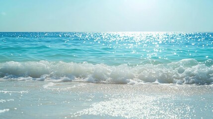 Poster - Abstract landscape background idea. A serene view of a tranquil ocean waves gently lapping the sunlit shore.