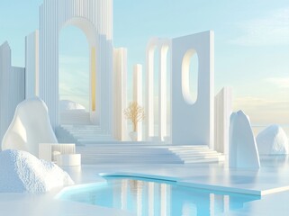 Poster - Abstract construction intertwines with structure, architecture, design, and background elements
