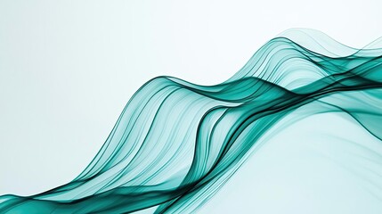 Poster - Minimalist graphic design abstract background concept. Abstract waves flow elegantly with a soothing teal color, creating a sense of calm.