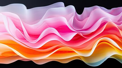 Poster - Minimalist graphic design abstract background concept. A vibrant, flowing wave of colorful fabric showcasing shades of pink, orange, and yellow.