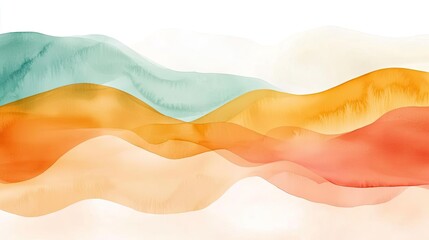 Poster - Digital watercolor painting abstract background idea. Abstract watercolor waves in soft colors create a tranquil and artistic background.