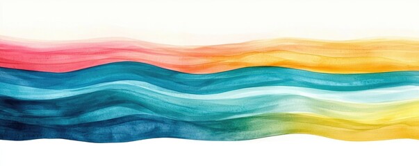 Poster - Digital watercolor painting abstract background idea. Colorful watercolor wave patterns in vibrant hues create a soothing artistic background.