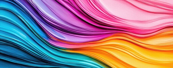 Poster - Digital watercolor painting abstract background idea. Colorful abstract wave patterns showcasing vibrant hues and smooth transitions.