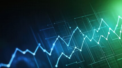 Leinwandbilder - Dynamic background of trend lines merging into a data grid illustrating political and economic analysis in cool tones
