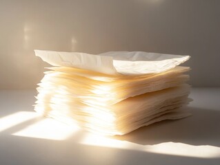 Poster - A stack of paper towels sits on top of a table, ready for use