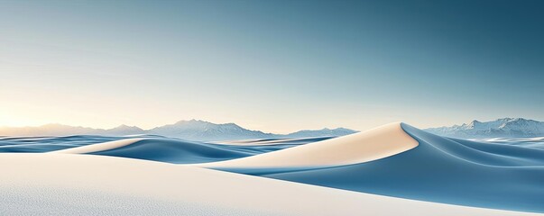 Aufkleber - Abstract landscape background idea. Expansive snowy landscape under a clear blue sky with distant mountains.