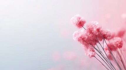 Poster - Digital watercolor painting abstract background idea. Delicate pink flowers against a soft gradient background, creating a serene atmosphere.