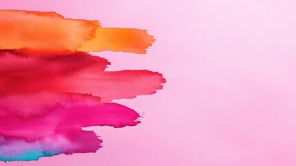 Poster - Digital watercolor painting abstract background idea. Colorful watercolor strokes on pink background for creative design projects.