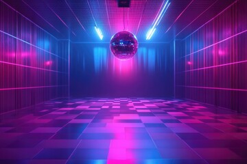 Poster - A shining disco ball centerpiece in a modern room setting