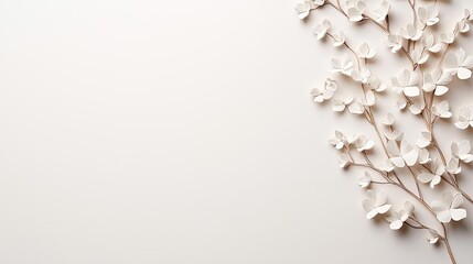 Poster - Abstract landscape background idea. Elegant minimalistic arrangement of delicate white flowers on a soft background.