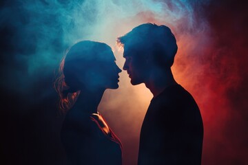 Poster - A pair of people standing side by side, possibly in a romantic or social setting