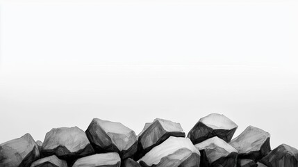 Poster - Ink illustration abstract background concept. A collection of rocks arranged against a soft, neutral background for natural aesthetics.