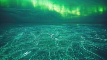 Poster - Seascape abstract background idea. A mesmerizing view of the aurora borealis over the serene ocean waters.