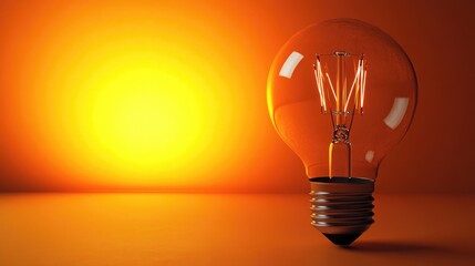 Poster - A single light bulb sits on a table, providing a warm glow