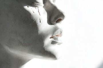 Poster - A detailed image of a female statue's face, perfect for use in art-related contexts