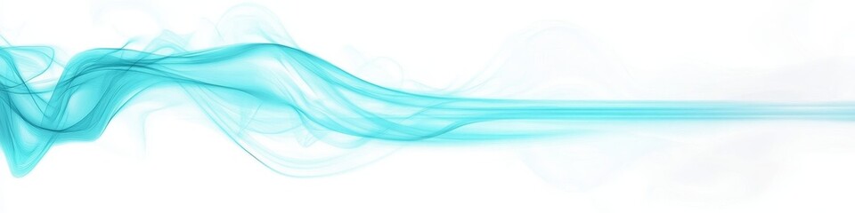 Poster - abstract blue smoke wave on white background, flowing ribbon design element with transparency