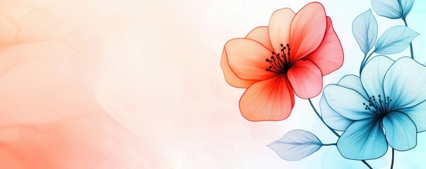Poster - Floral illustration abstract background concept. Delicate illustration of vibrant flowers against a soft pastel background.