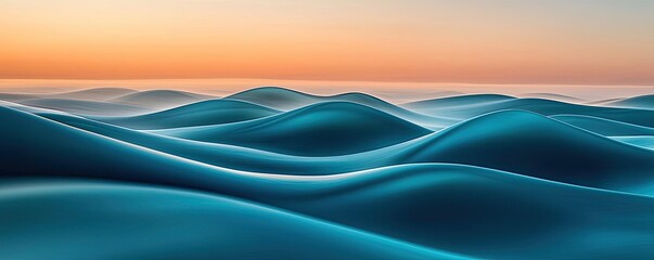 Poster - Seascape abstract background idea. Serene ocean waves gently rolling under a vibrant sunset sky.