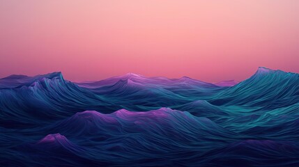 Poster - Seascape abstract background idea. Colorful waves in tranquil sea at sunset, creating a mesmerizing ocean view.