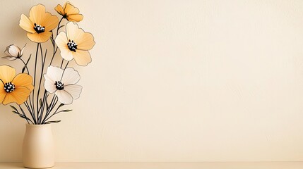Poster - Floral illustration abstract background concept. Delicate flowers in a vase, bringing warmth and beauty to any space.