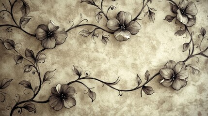 Poster - Ink illustration abstract background concept. Elegant floral pattern with intricate details on a textured background.