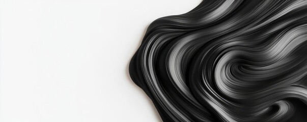 Poster - Ink illustration abstract background concept. Abstract black paint wave flowing elegantly on white background, perfect for design needs.